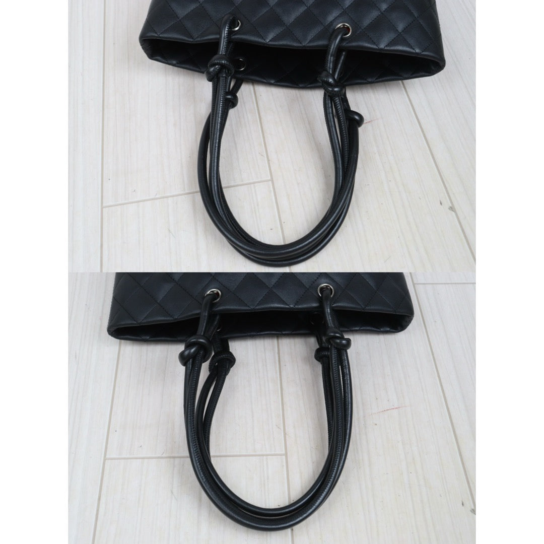 Very Good ( Rank A)｜ CHANEL Cambon Line Calf Leather So Black Tote Bag MM Made In 2004-2005Year｜25100722