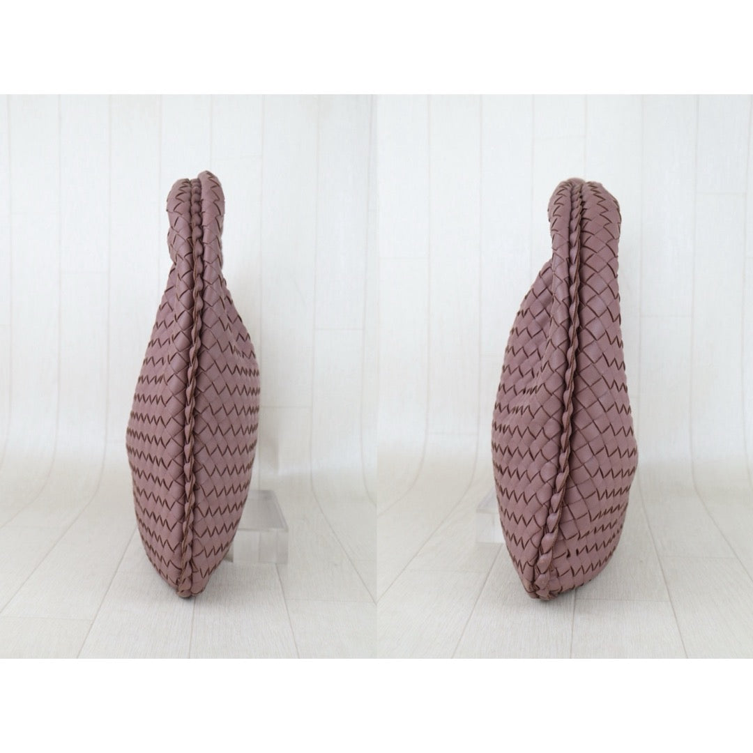 Include Entrupy Certificate of Authenticity｜Good ( Rank AB) Bottega Veneta Lamb Skin Braid Shoulder Bag Dark Purple Cameo｜S26041408