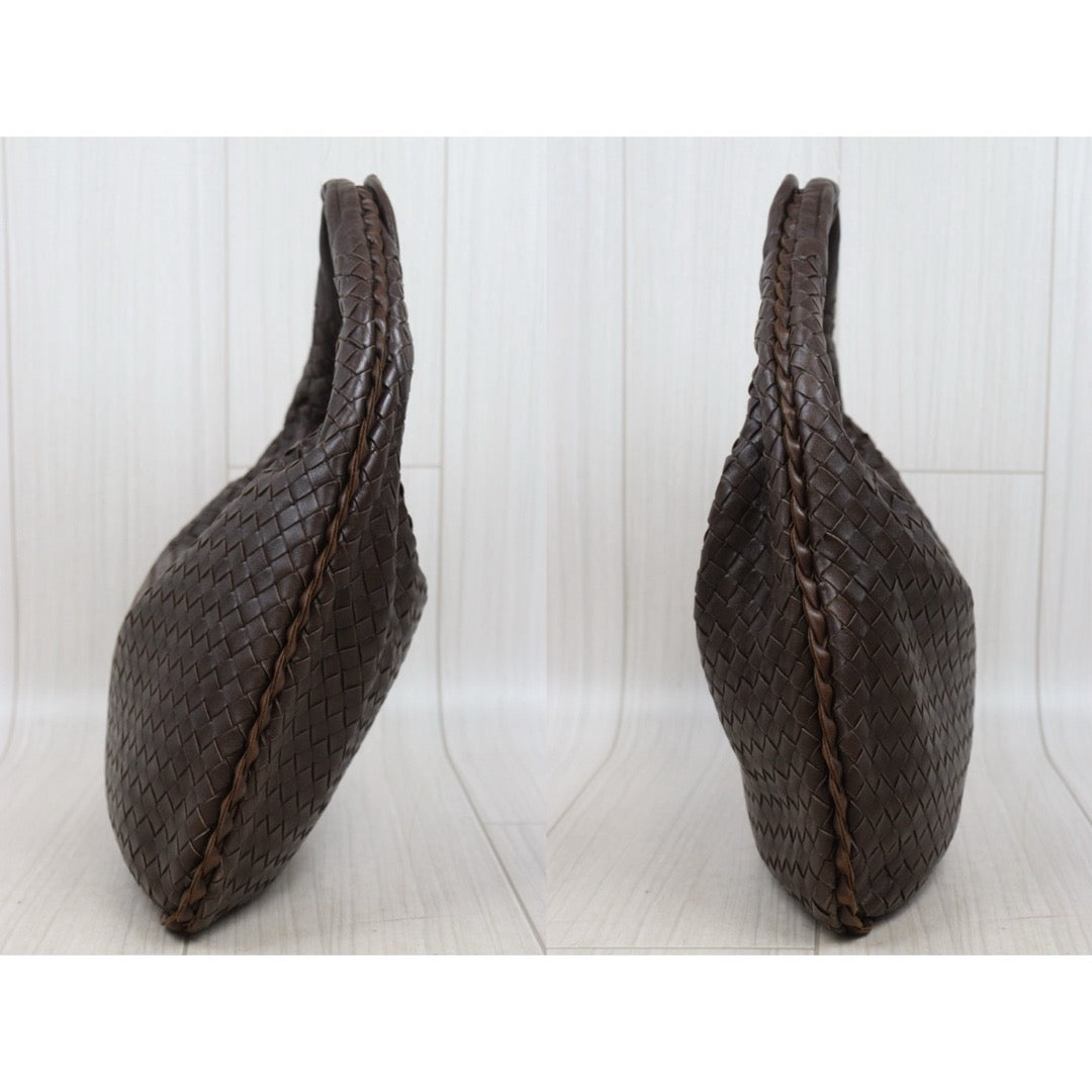 Good ( Rank AB)｜ Bottega Veneta Lamb Skin Braid Shoulder Bag Brown｜V25082211