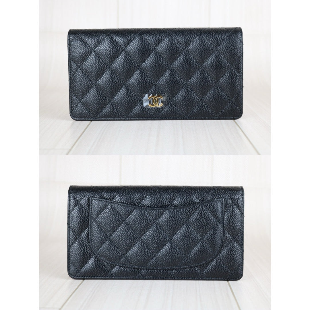 Excellent（Rank SA） ｜CHANEL Caviar Skin Black Long Wallet Made In 2013-2014 Year｜S24111501