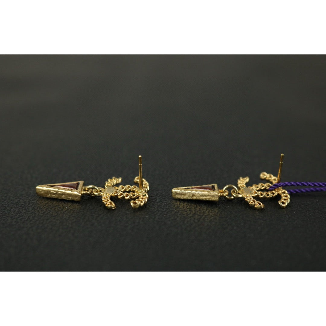 Very Good ( Rank A)｜CHANEL Vintage 18K Gold Plating Triangle Pendant Earrings｜F25021105