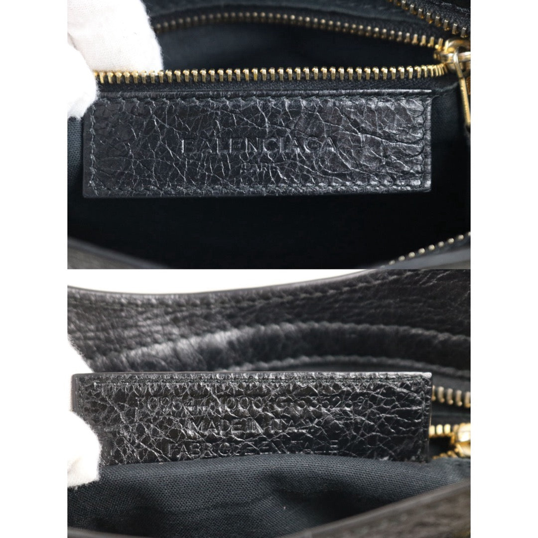 Include Entrupy Certificate of Authenticity｜Good ( Rank AB)｜Balenciaga Oiled Leather Gaint Classic Mini City Handbag Shoulder Bag Black｜S26052502