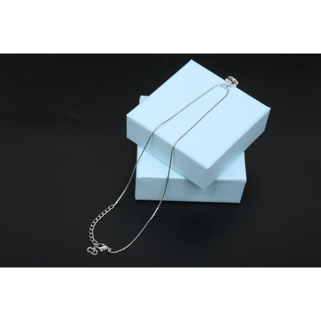 Very Good ( Rank A) ｜ Dior CD  Rhinestone Necklace Silver ｜V25121117