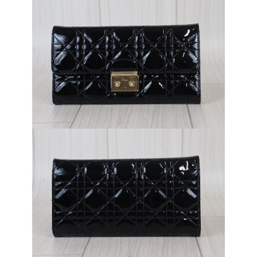 Rank A ｜Dior Diana Enamel Wallet Chain ShoulderBag Black｜23080311