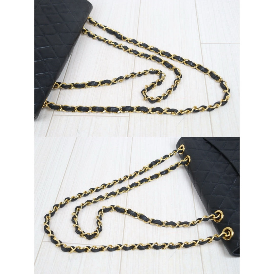 Include Entrupy Certificate of Authenticity｜Good ( Rank AB)｜ CHANEL Lamb Skin Matrasse Chain Single Flap34 Shoulder Bag Black Made in 1994-1996Year｜26060202