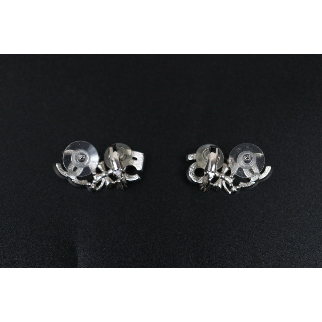 Very Good ( Rank A) ｜ CHANEL B23P Coco Mark  Rhinestone Silver Earrings Made In 2023Year ｜S25122401
