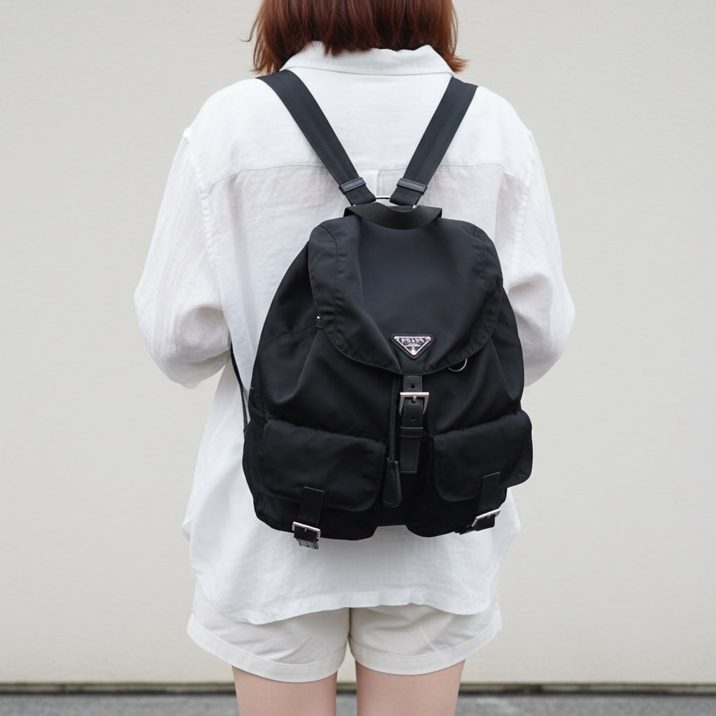 Include Entrupy Certificate of Authenticity｜Good ( Rank AB) ｜Prada  Nylon Black Backpack Medium｜26062602