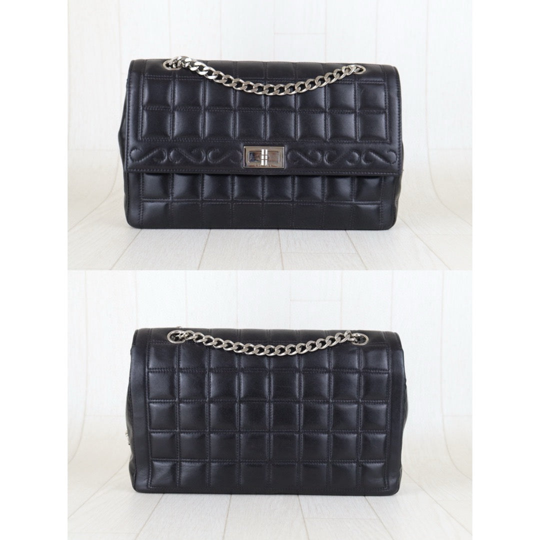 Good ( Rank AB)｜ CHANEL Lamb Skin 2.55 Matelasse Chocobar Black Shoulder Bag Made in 2000-2002Year｜Y25011004