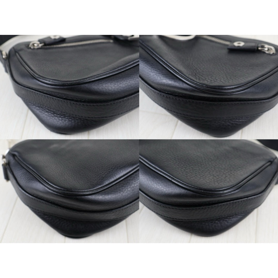 Very Good ( Rank A)｜ Dior D logo Calf Skin Shoulder Bag Black ｜S24120801