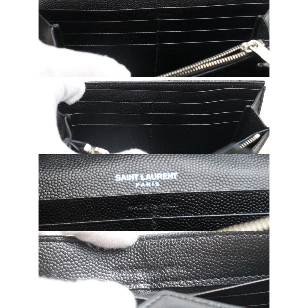 Very Good ( Rank A)｜  Saint Laurent YSL Caviar Skin Calf Leather Long Wallet Black｜25060602