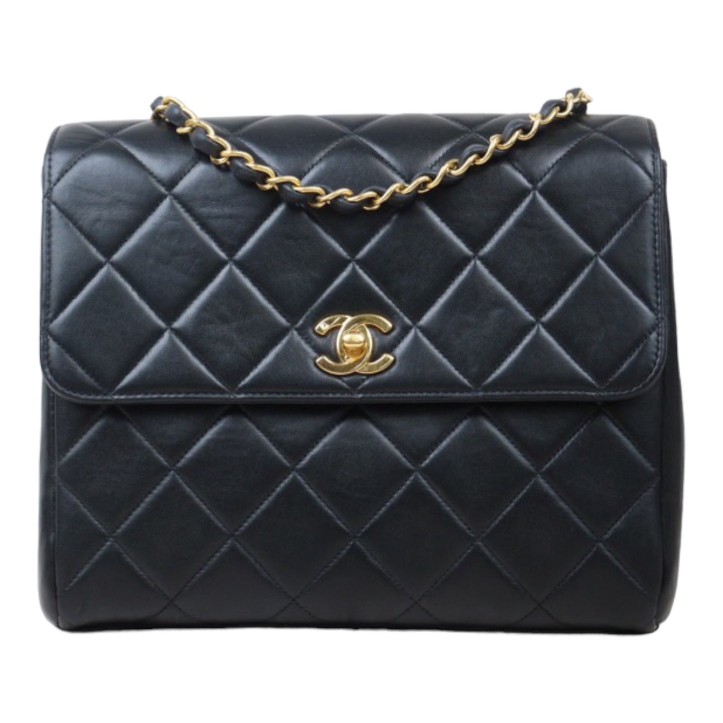 Rank A｜ CHANEL Black Lanbskin Square 25 Shoulder Bag Made In 1994～1996Year ｜24070504