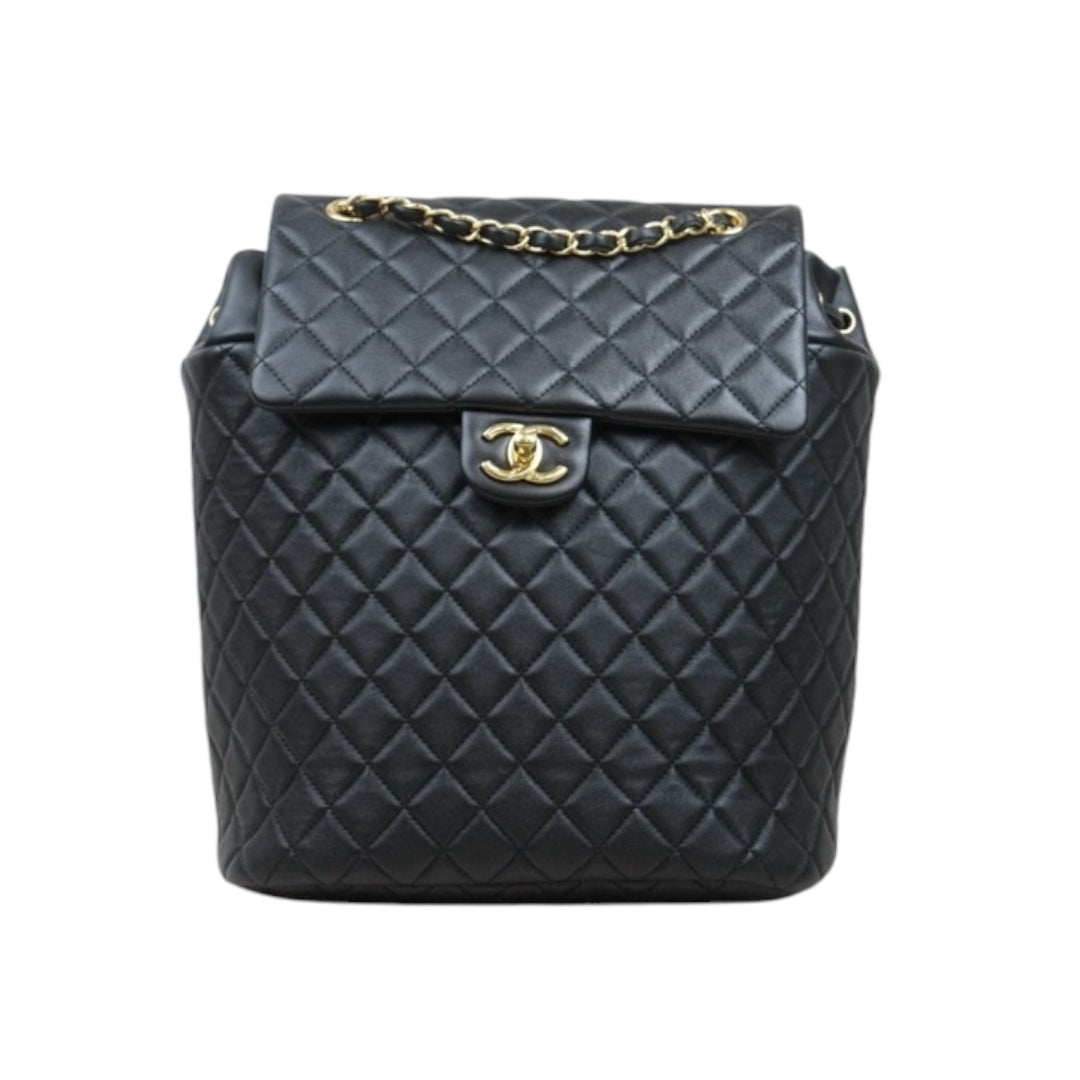 Very Good ( Rank A) ｜ CHANEL Calf Leather Chain Backpack Black Made in 2019 Year｜S25012701