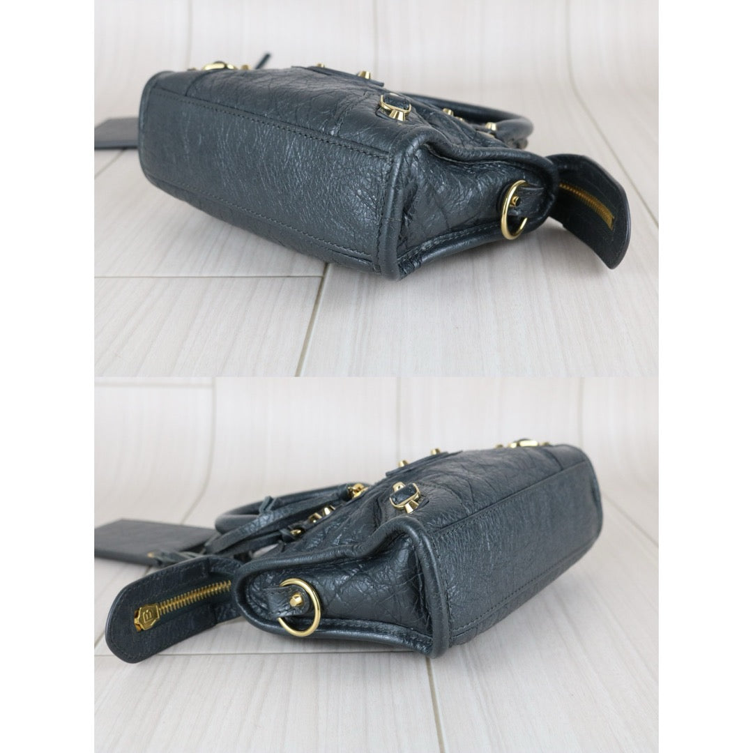 Good ( Rank AB)｜Balenciaga nano classic city Shoulder Bag Grey Golden Hardware｜S25070702
