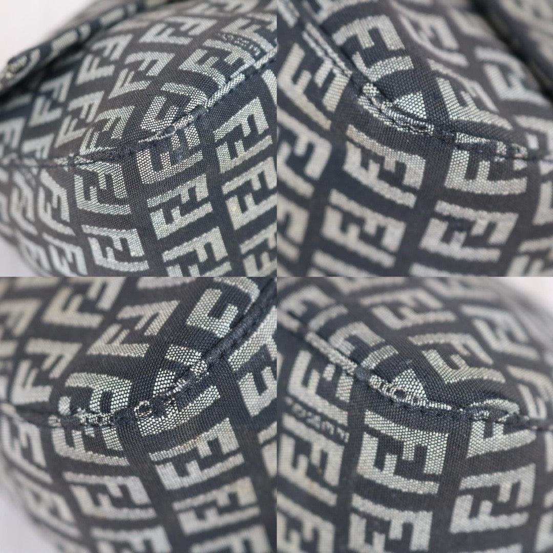 Include Entrupy Certificate of Authenticity｜Good ( Rank AB)｜ FENDI Zucca Mamma Baguette Shoulder Bag Black and White｜X26100712