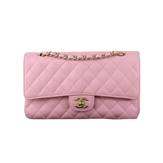Include Entrupy Certificate of Authenticity｜Excellent（Rank SA）｜ CHANEL Caviar Skin Calf Leather Chain Double Flap 25 Shoulder Bag  Light Pink Made In 2005-2006Year｜S26083006