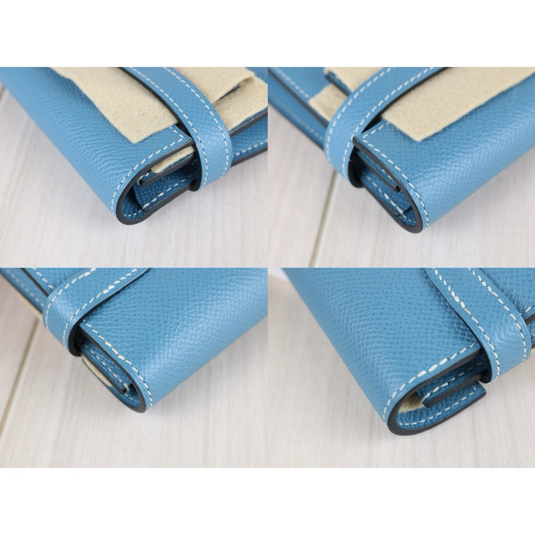 Excellent（Rank SA)｜ HERMES Epson Skin Kelly Wallet Blue Jean □Q Stamp Made In 2013Year｜X25082405