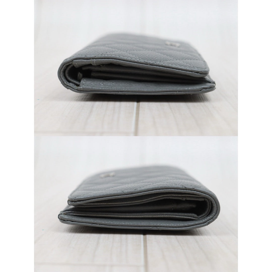 Good ( Rank AB)｜Chanel Caviar Skin Grey Long Wallet Made In 2009-2010Year ｜26010904