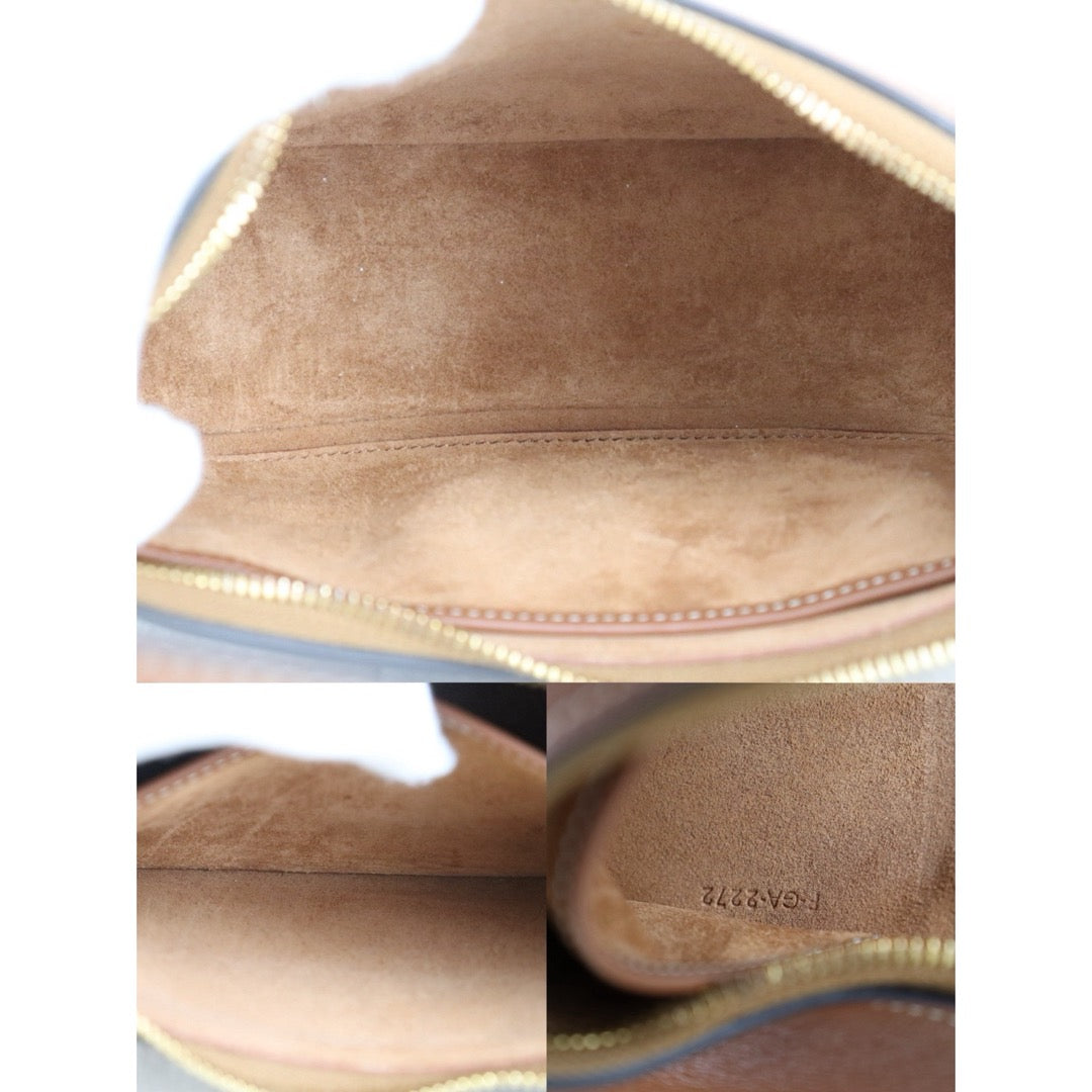 Include Entrupy Certificate of Authenticity｜Very Good ( Rank A)｜ CELINE AVA Macadam Triomphe Calf Leather Shoulder Bag Caramel ｜S26051508