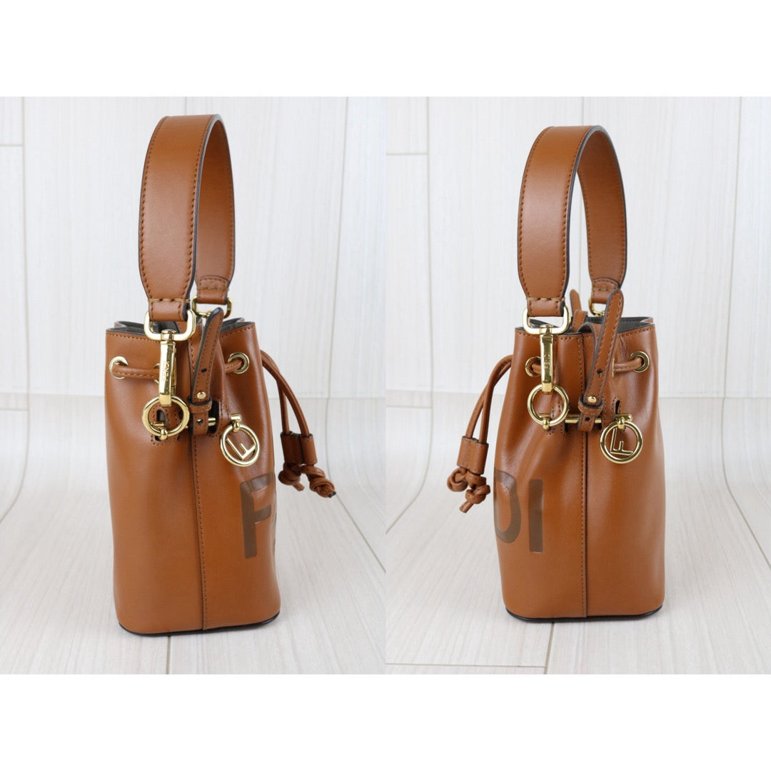 Include Entrupy Certificate of Authenticity｜Excellent（Rank SA）｜ FENDI Calf Leather Mini Handbag Shoulder Bag Caramel｜S26050604