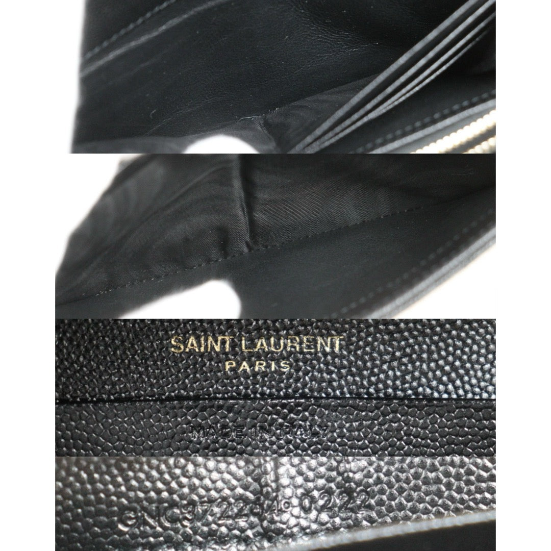 Include Entrupy Certificate of Authenticity｜Good ( Rank AB)｜  Saint Laurent YSL Caviar Skin Long Wallet   Black ｜26091401