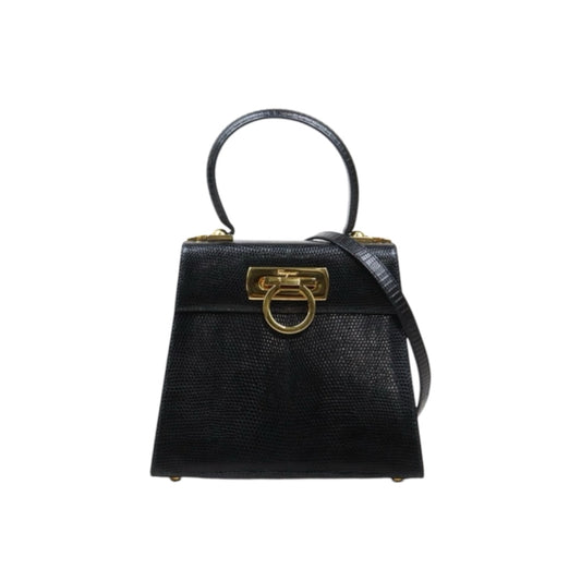 Good ( Rank AB)｜Ferragamo Lizard skin Embossed Handbag Shoulderbag｜25011604