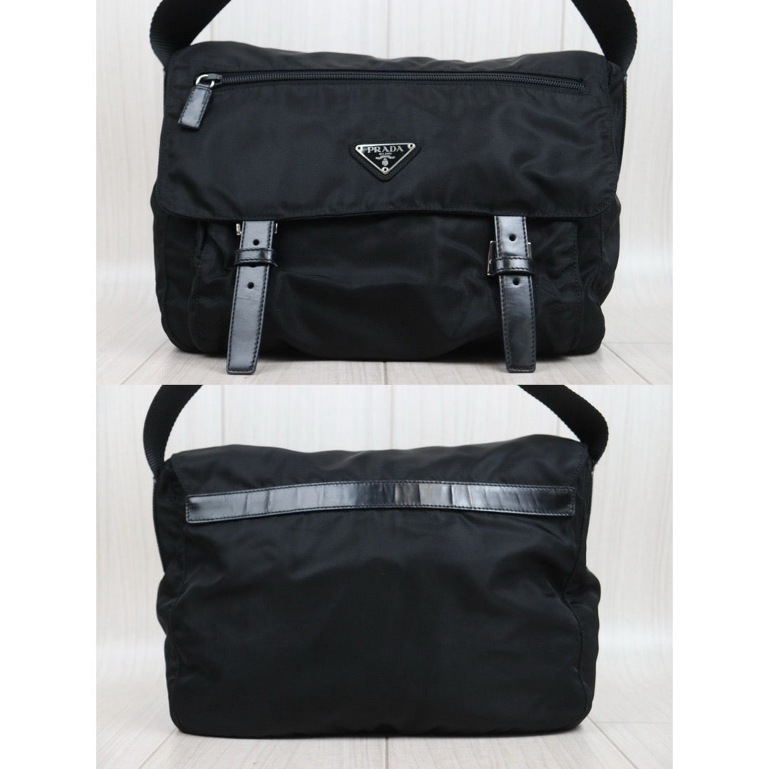 Good ( Rank AB) ｜Prada  Nylon ShoulderBag Black Silver Hardware｜25090209