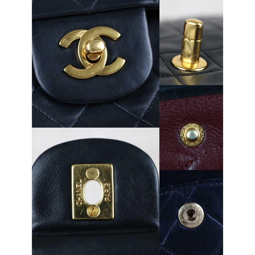 Include Entrupy Certificate of Authenticity｜Very Good ( Rank A)｜ CHANEL Lamb Skin Matrasse Chain Double Flap 25 Shoulder Bag  Black Made In 1996-1997Year｜26020401
