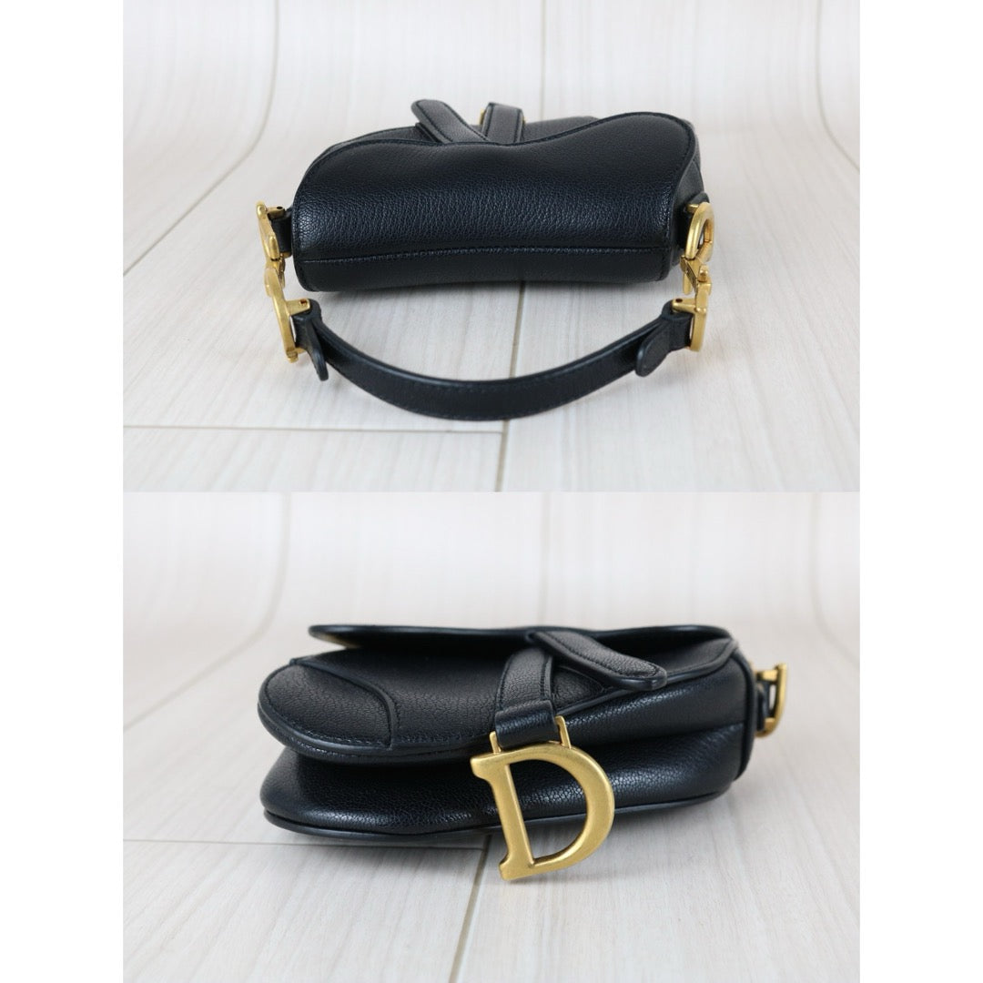 Very Good ( Rank A)｜Dior Trotter Saddle Calf Leather Mini Mini HandBag  Black ｜S25103007