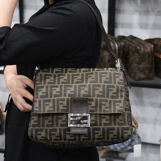Rank A｜ FENDI Zucca Mamma Baguette Shoulder Bag ｜24011219