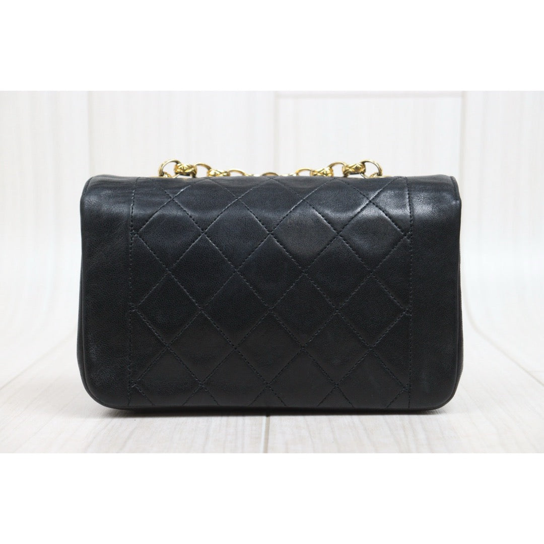 Include Entrupy Certificate of Authenticity｜Good ( Rank AB)｜ CHANEL  Lamb Skin Mini Diana  Chain Shoulder Bag Made in 1989-1991Year｜26051305
