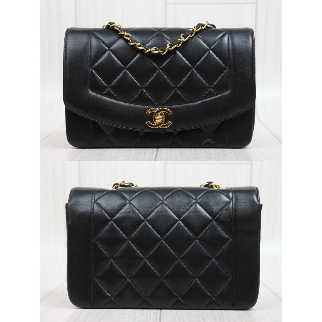 Include Entrupy Certificate of Authenticity｜Good ( Rank AB)｜ CHANEL  Lamb Skin Matrasse Chain  Diana 22 Shoulder Bag Made in 1991-1994Year｜26040604
