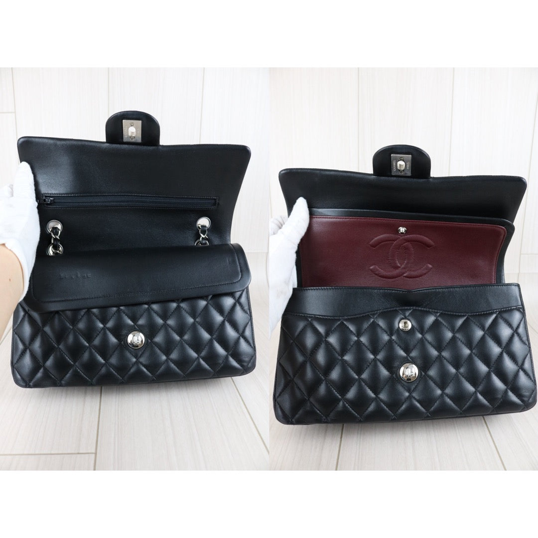 Include Entrupy Certificate of Authenticity｜Excellent（Rank SA）｜Full Set CHANEL Lamb Skin Matrasse Chain Double Flap 25 Shoulder Bag  Black Made In 2019Year｜S26031904