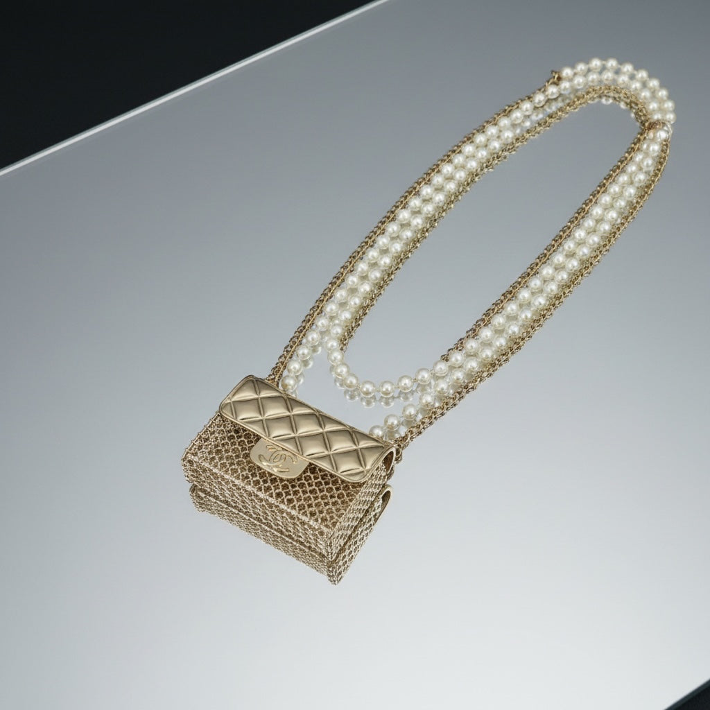 Include Authentic Detective Certificate of Authenticity｜Very Good ( Rank A) ｜ CHANEL B21S  Coco Mark  Pearl  Double Chain Tinybag Made In 2021Year Limited edition｜S26062104