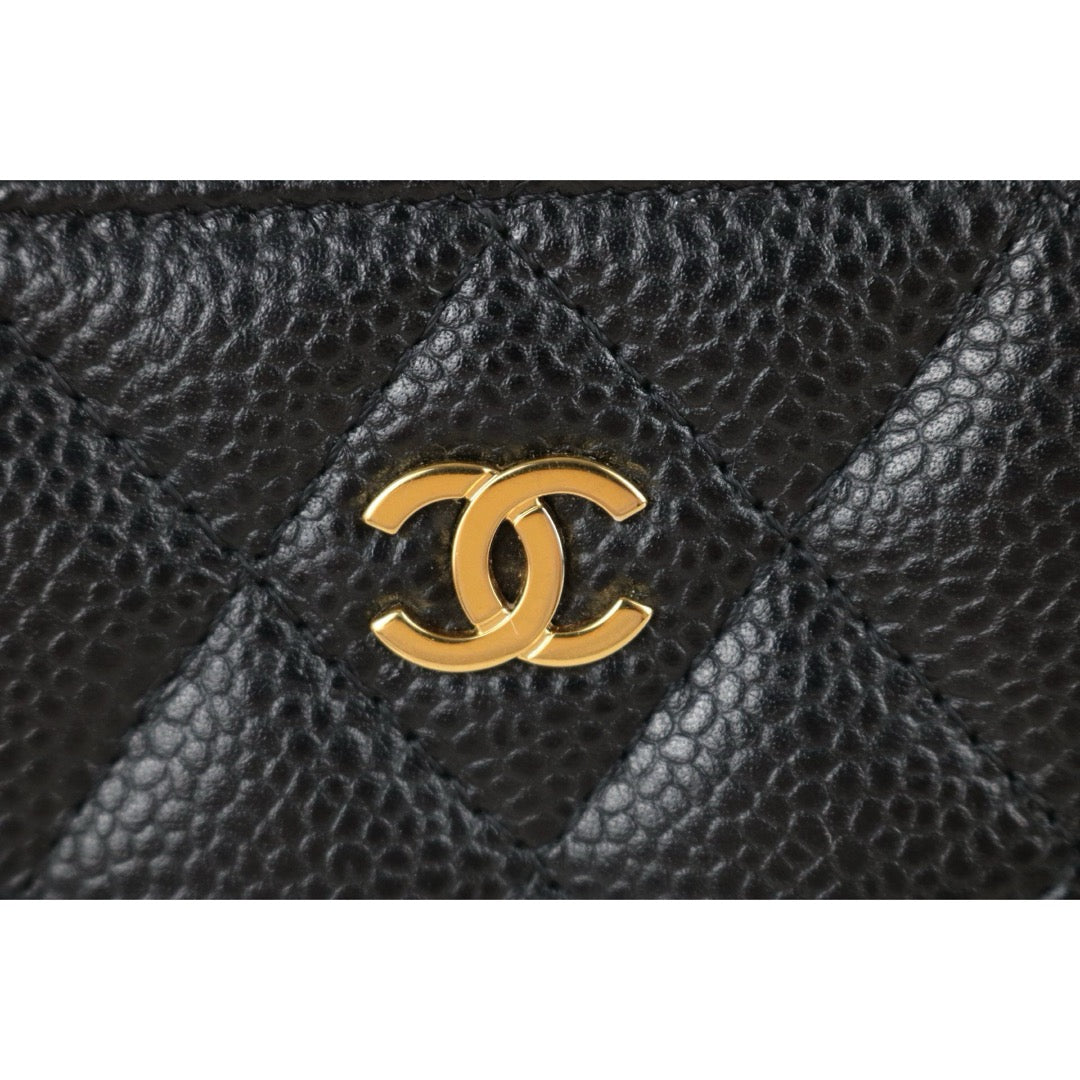 Include Entrupy Certificate of Authenticity｜Very Good ( Rank A)｜CHANEL Caviar Skin Black Zipper Wallet Made In 2018Year｜X26061803