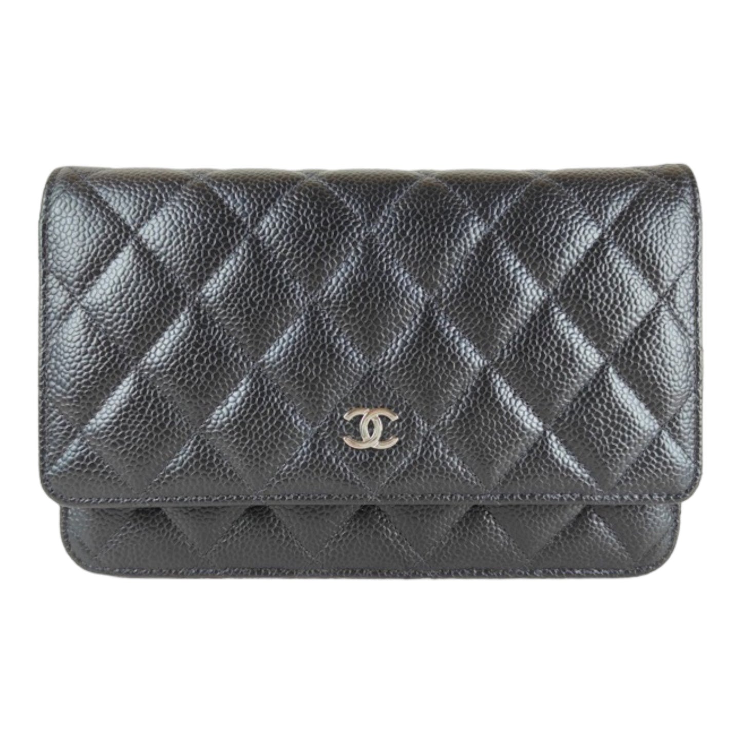 Rank S｜ CHANEL Matelasse Caviar Skin Chain Wallet Black Silver Hardware Made in 2021-2022 Year ｜S23120202