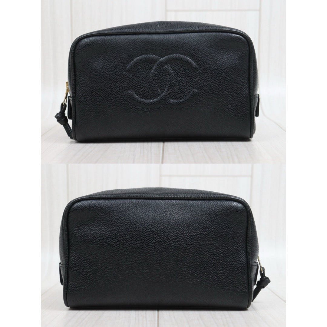 Include Entrupy Certificate of Authenticity｜Good ( Rank AB)｜ CHANEL Caviar Skin Vanity Case  Black Made In 1994-1996 Year｜26062901