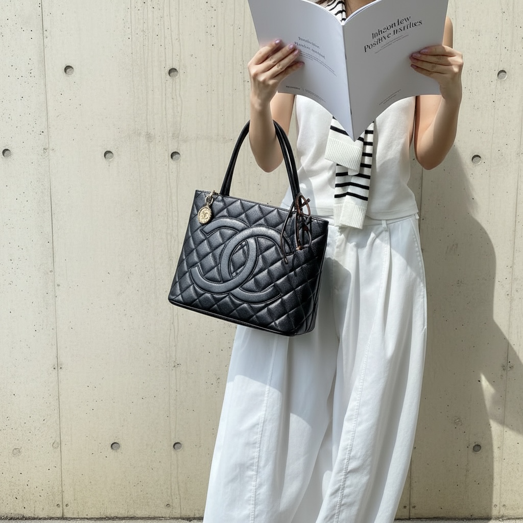 Include Entrupy Certificate of Authenticity｜Good ( Rank AB)｜ CHANEL Caviar Skin Calf Leather Tote Bag Black Made In 1997～1999Year｜26022402