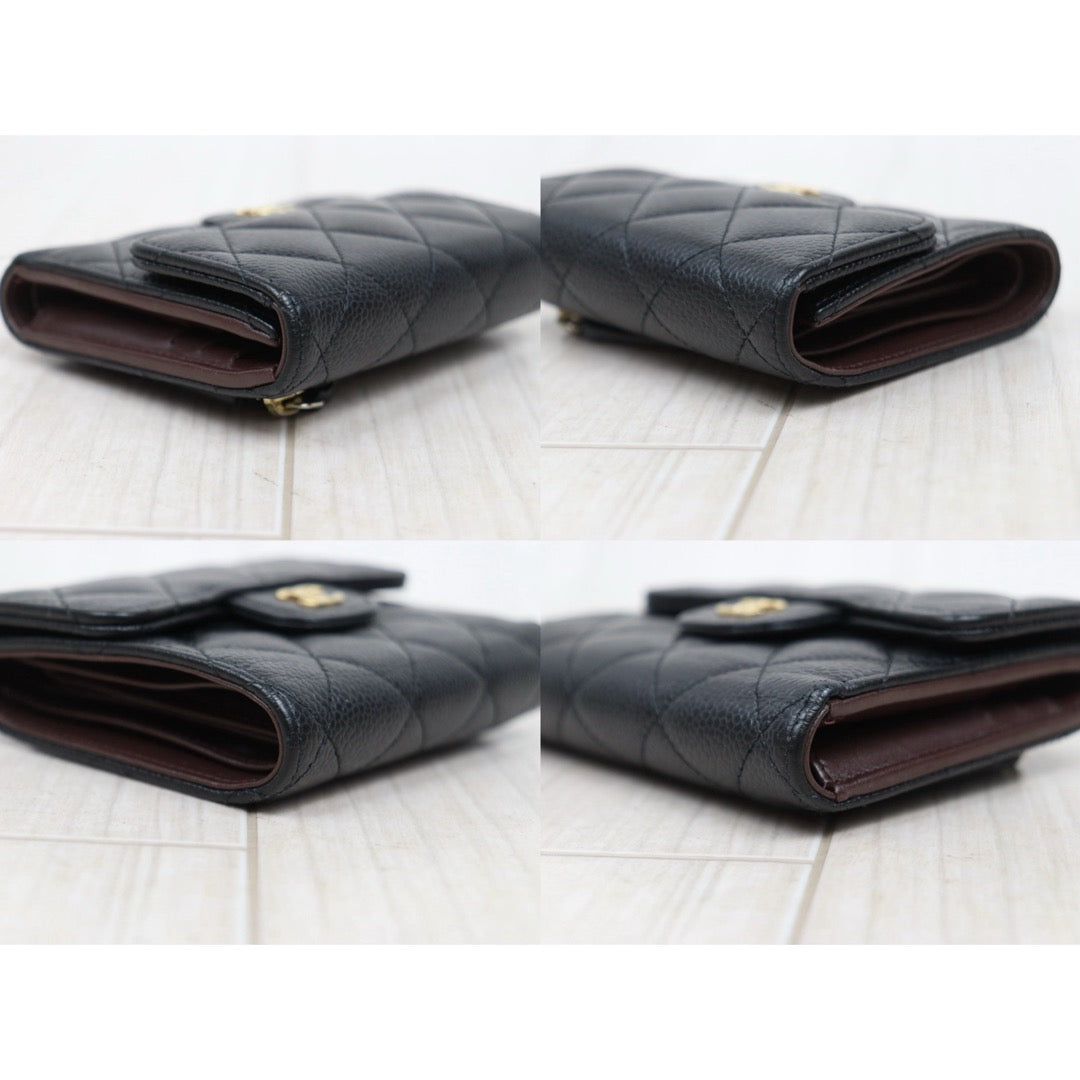 Good ( Rank AB)｜CHANEL Caviar Skin Calf Leather  Black Wallet Made In 2018-2019Year｜V25112103