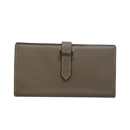 Good ( Rank AB)｜ HERMES Hermes Bean Long Wallet Etoupe Gray □J Stamp Made In 2006 Year｜V25101613