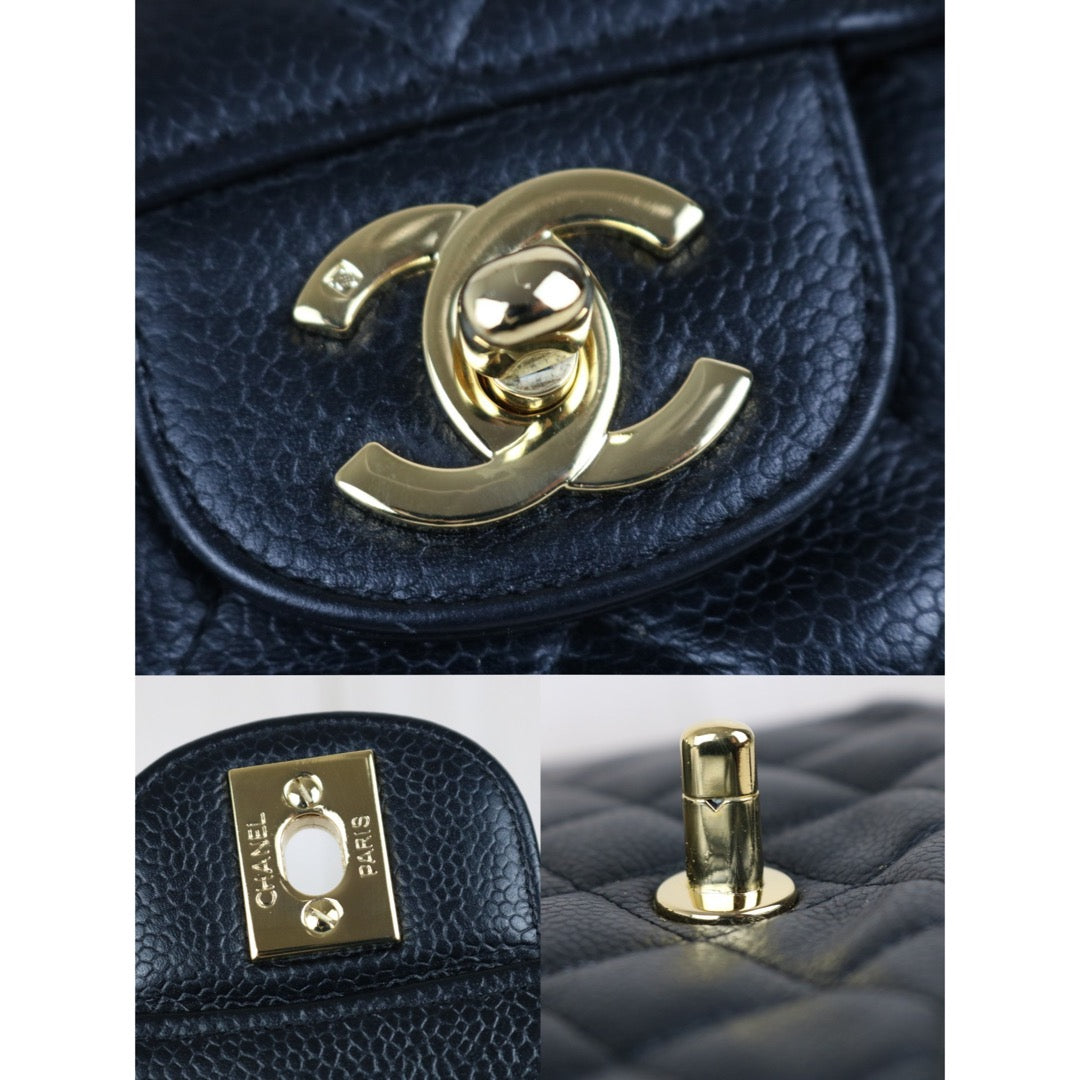 Include Entrupy Certificate of Authenticity｜Good ( Rank AB)｜ CHANEL  Mini Matrasse  Caviar Skin 17 Flap 24k gold plated  Shoulder Bag Made in 2006-2008 Year｜S26031512