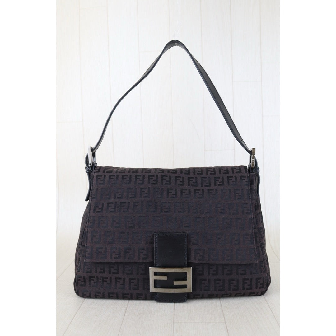 Include Entrupy Certificate of Authenticity｜Good ( Rank AB)｜ FENDI Zucca Mamma Baguette Shoulder Bag Brown｜Z26092102