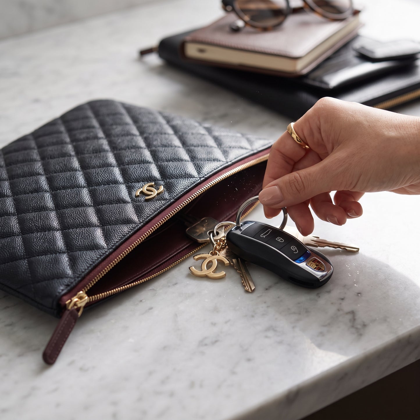 Include Entrupy Certificate of Authenticity｜Excellent（Rank SA）｜Full Set CHANEL Caviar Skin  Klassische Pochette Mit Reissverschluss  Black IC Chips Model｜X26051804