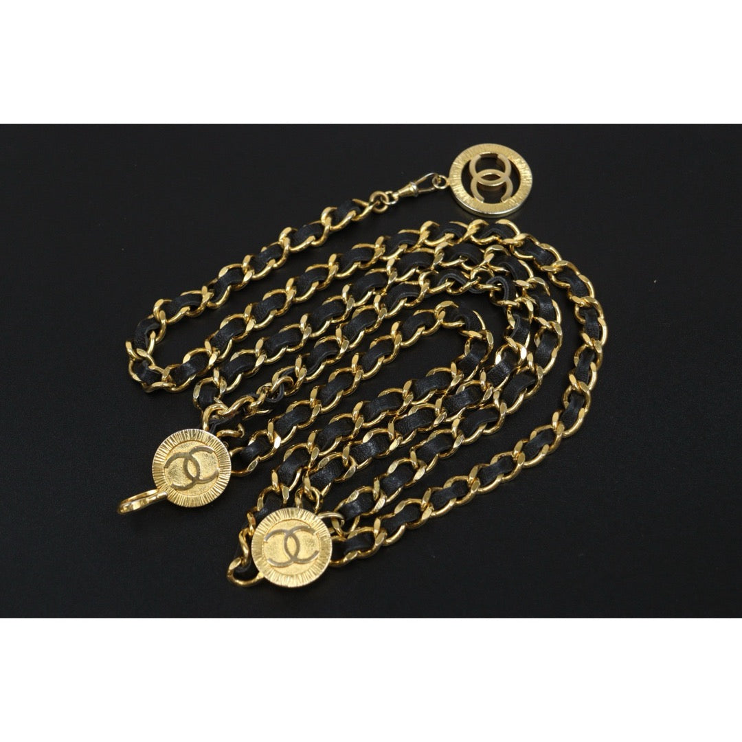 Very Good ( Rank A) ｜  CHANEL Vintage Matrasse  Coco Mark 24K Golden Plated Waist Chain｜S26030901
