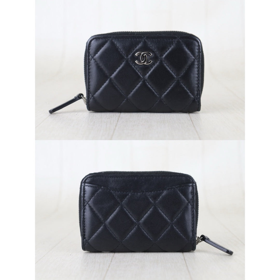 Include Entrupy Certificate of Authenticity｜Good ( Rank AB)｜CHANEL Lamb Skin Black Zip Coin Purse Made In 2020Year｜S26072506
