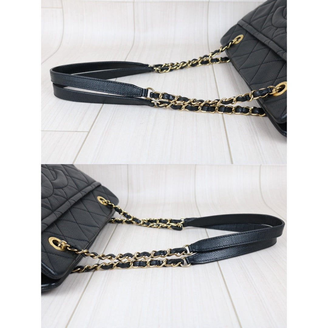 Include Entrupy Certificate of Authenticity｜Very Good ( Rank A)｜ CHANEL Caviar Skin  Matrasse Chain Tote Bag Black Made In 2012-2013Year｜X26051714