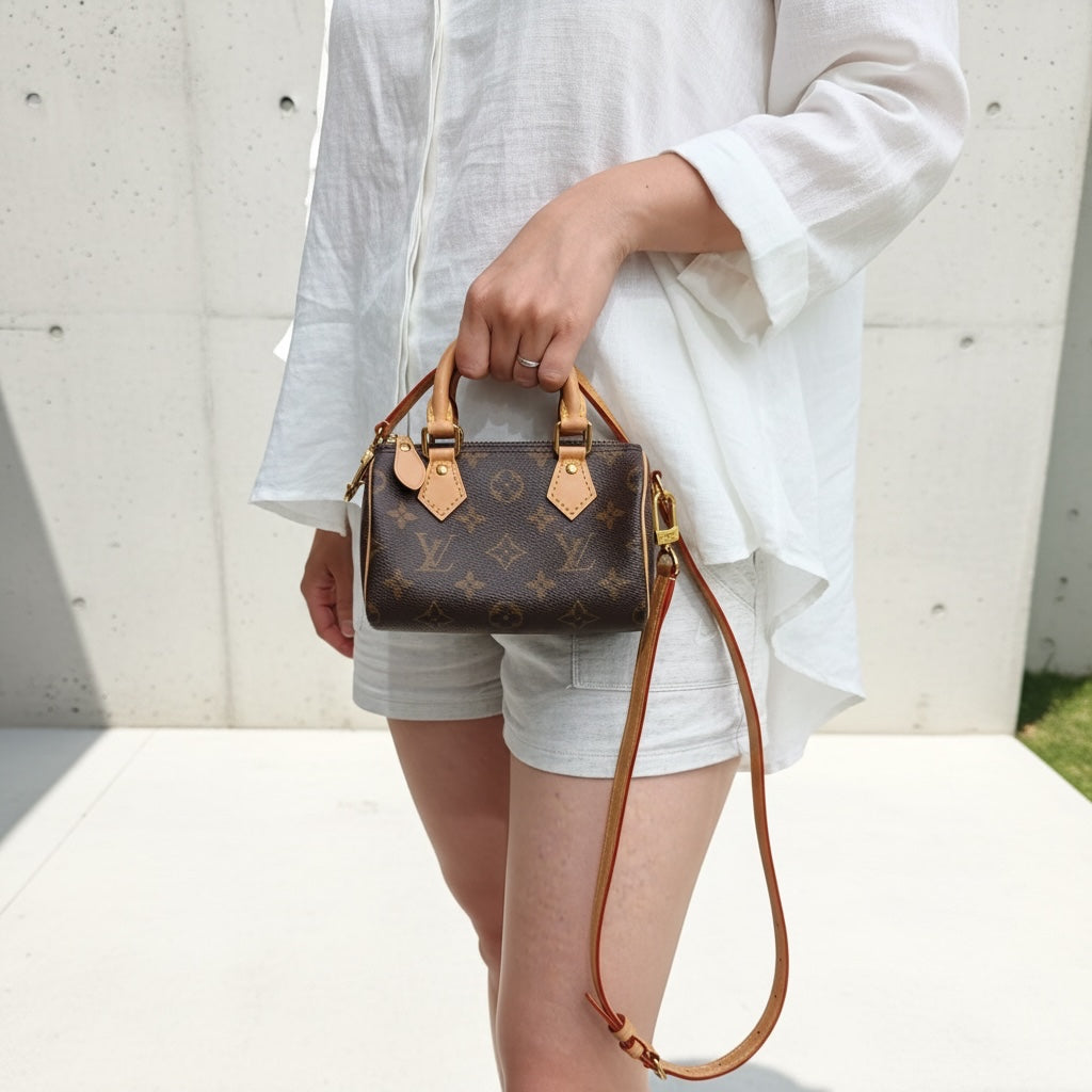 Include Entrupy Certificate of Authenticity｜Good ( Rank AB)｜Louis Vuitton Monogram Nano Speedy Handbag Shoulder Bag Current Model｜S25110329