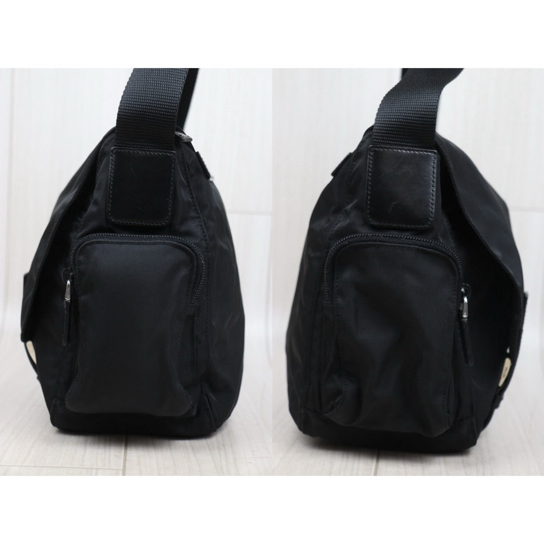 Good ( Rank AB) ｜Prada  Nylon ShoulderBag Black Silver Hardware｜25071711