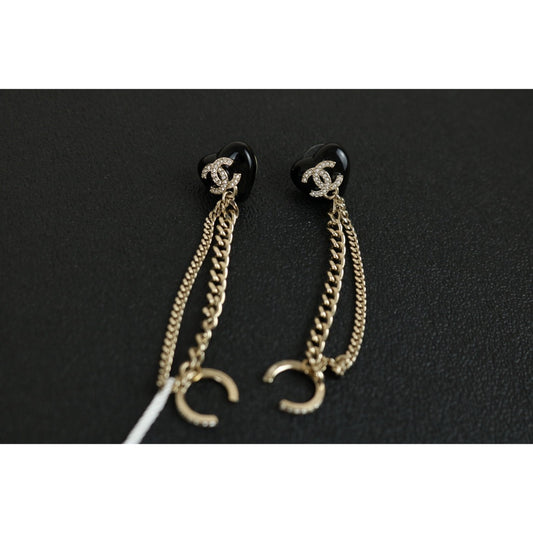 Excellent（Rank SA）｜ CHANEL Coco Mark Chain Pearl Rhinestone Earrings｜F25012302