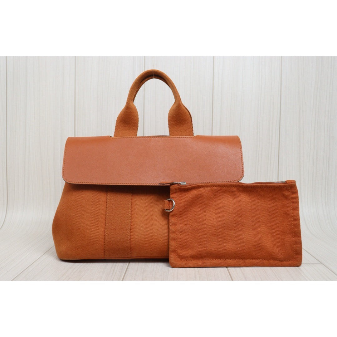 Include Entrupy Certificate of Authenticity｜Good ( Rank AB)｜ HERMES Valparaiso  Orange Canvas Hand Bag  PM｜26081901