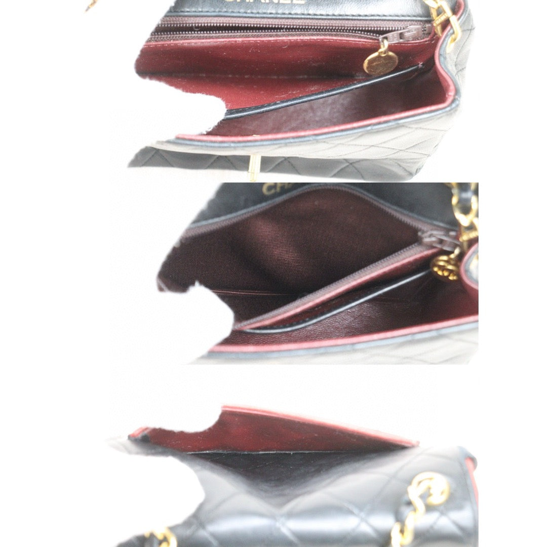 Good ( Rank AB)｜ CHANEL Lanbskin Square 17  Shoulder Bag Black Made In 1989～1991Year ｜P25012202